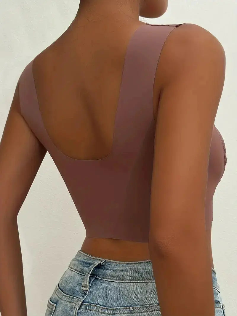Womens ice silk bralette in mauve with wide back straps
