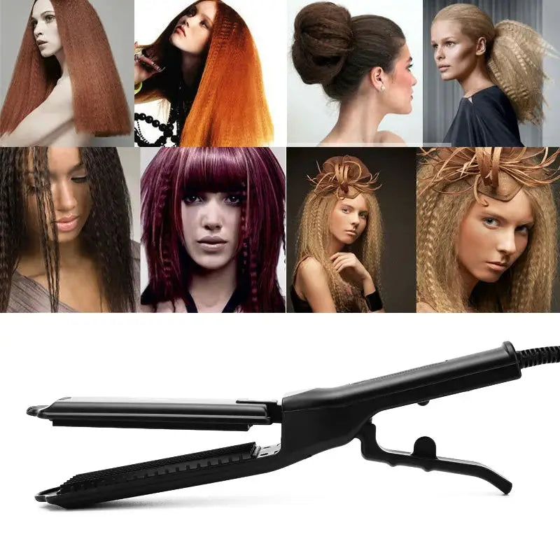 Simples Market professional hair curler wand with ceramic corrugated wave plate, black