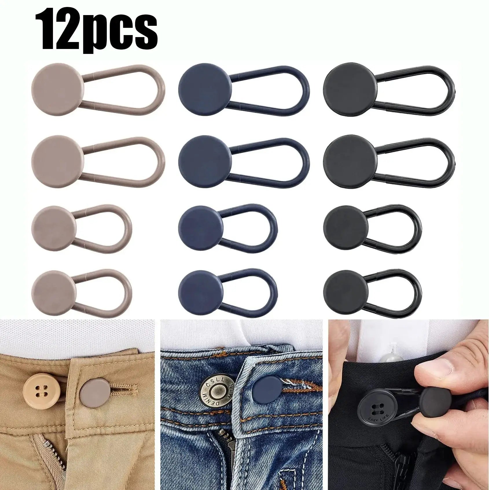 12 Pack Pants Extender Buttons 15mm 18mm Flexible Waist Extenders for Jeans Pants Women Men Pregnancy Skirts