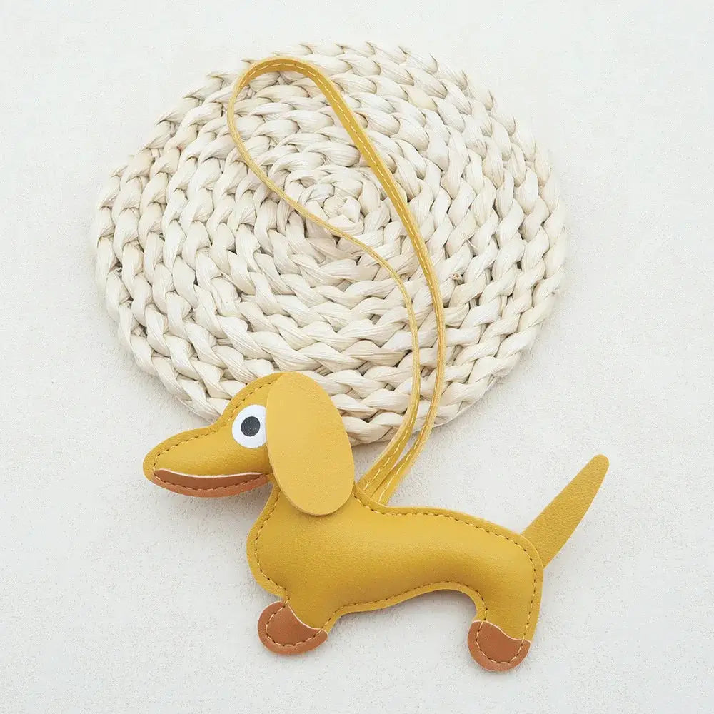 Cute Dachshund Leather Design Keychain Dog Charm For Bag And Car Ornament Perfect Gift For Women Friends And Couples