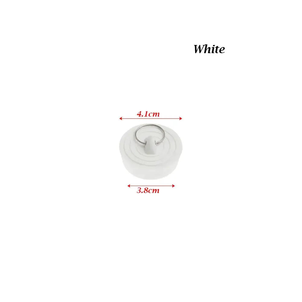 Simples Market white round sink plug with metal ring, 4.1 cm diameter