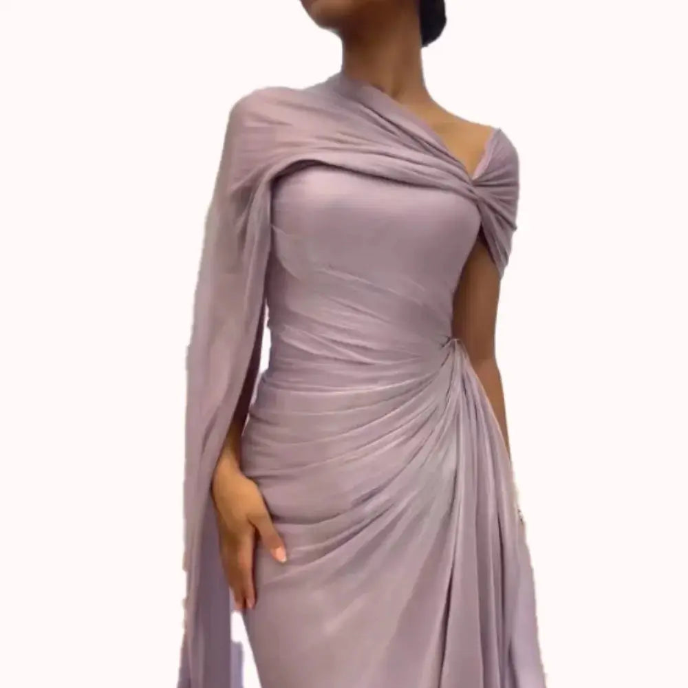 Purple One Shoulder Prom Dress 2025 Satin Pleated Mermaid Open Back