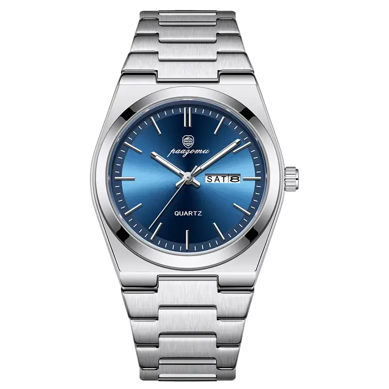PAAZOMU Mens Quartz Watch Stainless Steel Waterproof Luminous Chronograph Date Multifunction Wristwatch