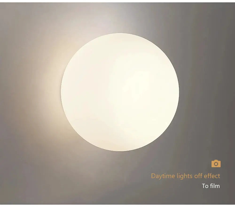 LED glass white ball ceiling light by Simples Market; minimalist round indoor fixture