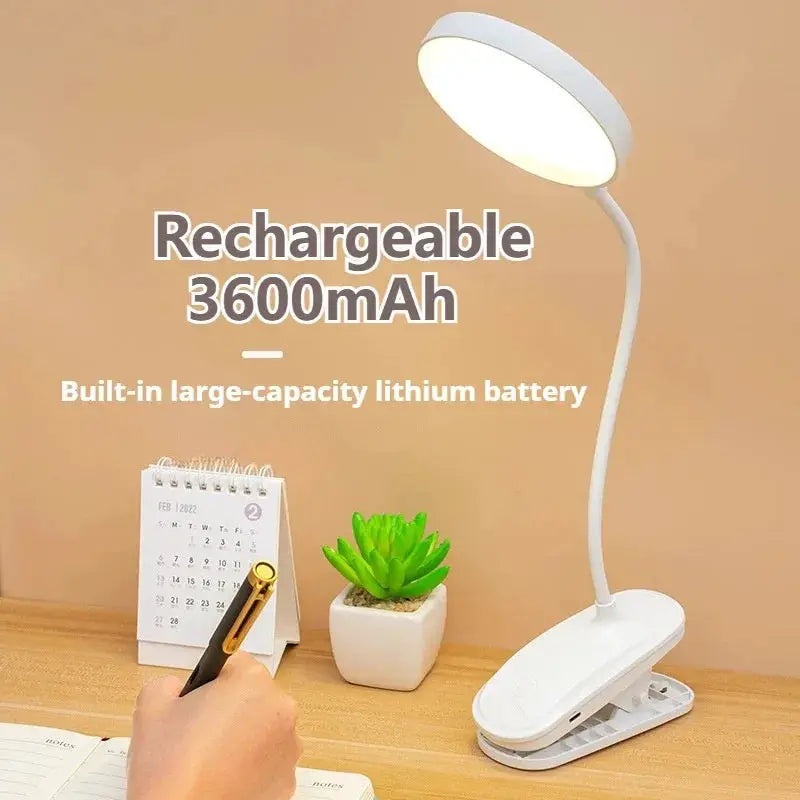 Aurora Tech Led Table Lamp Usb Rechargeable Folding Clamp With Touch Control And Three Dimmer Modes Eye Protection