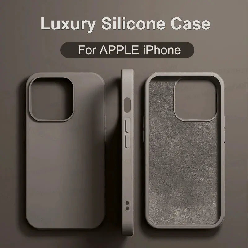 Simples Market luxury silicone iPhone case, taupe gray, shockproof liquid silicone cover