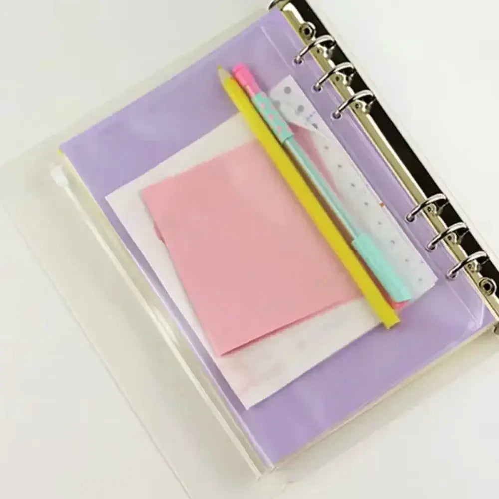 Binder zipper folders, 10Pcs for A5/A6/A7 in purple PVC; waterproof binder pocket for 6-ring notebooks Simples Market