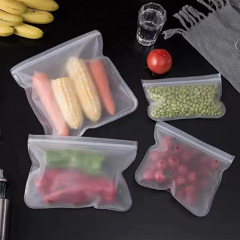Reusable Silicone Food Storage Bags Leakproof Eco Friendly Freezer Safe Microwave Safe Dishwasher Safe