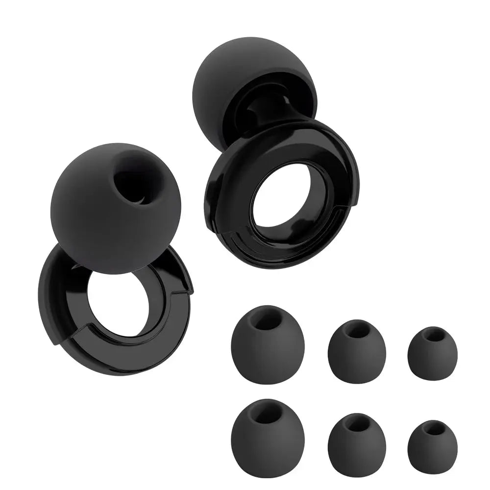 HUAK Quiet Ear Plugs Noise Reduction Reusable Hearing Protection 8 Soft Silicone Ear Tips XS S M L Sleep Swim Work