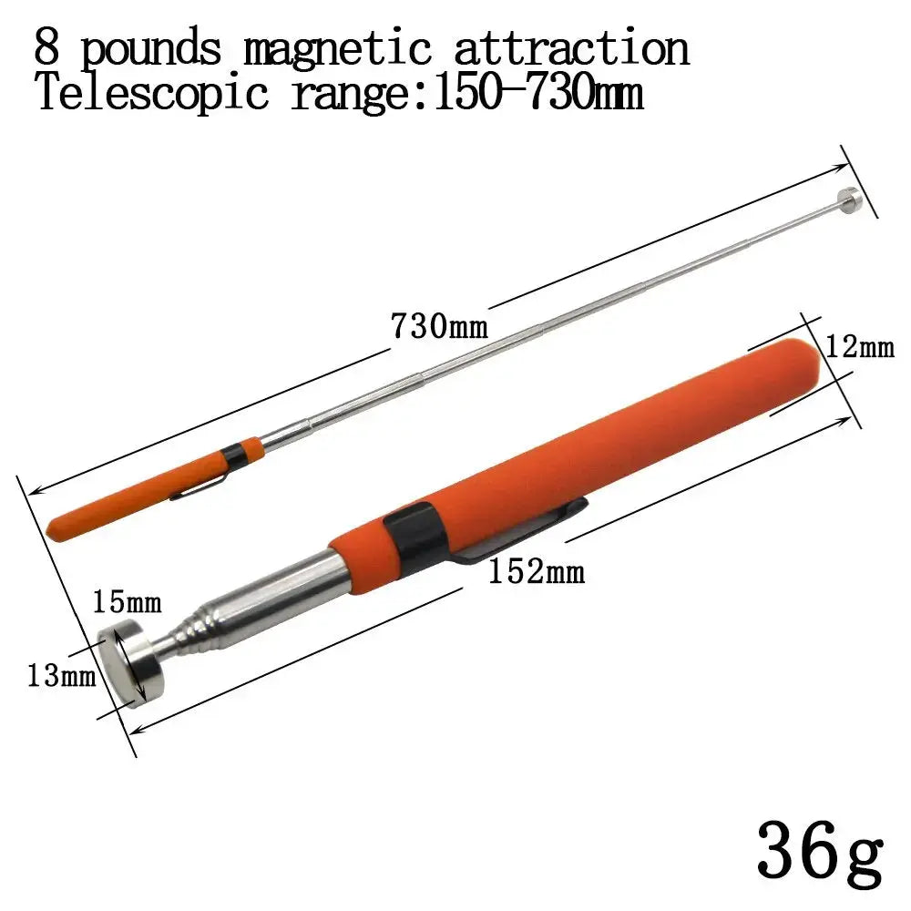 8 Pound Magnetic Retractable Pickup Tool Orange Portable Multifunctional Extractor Pen For Automotive Repair