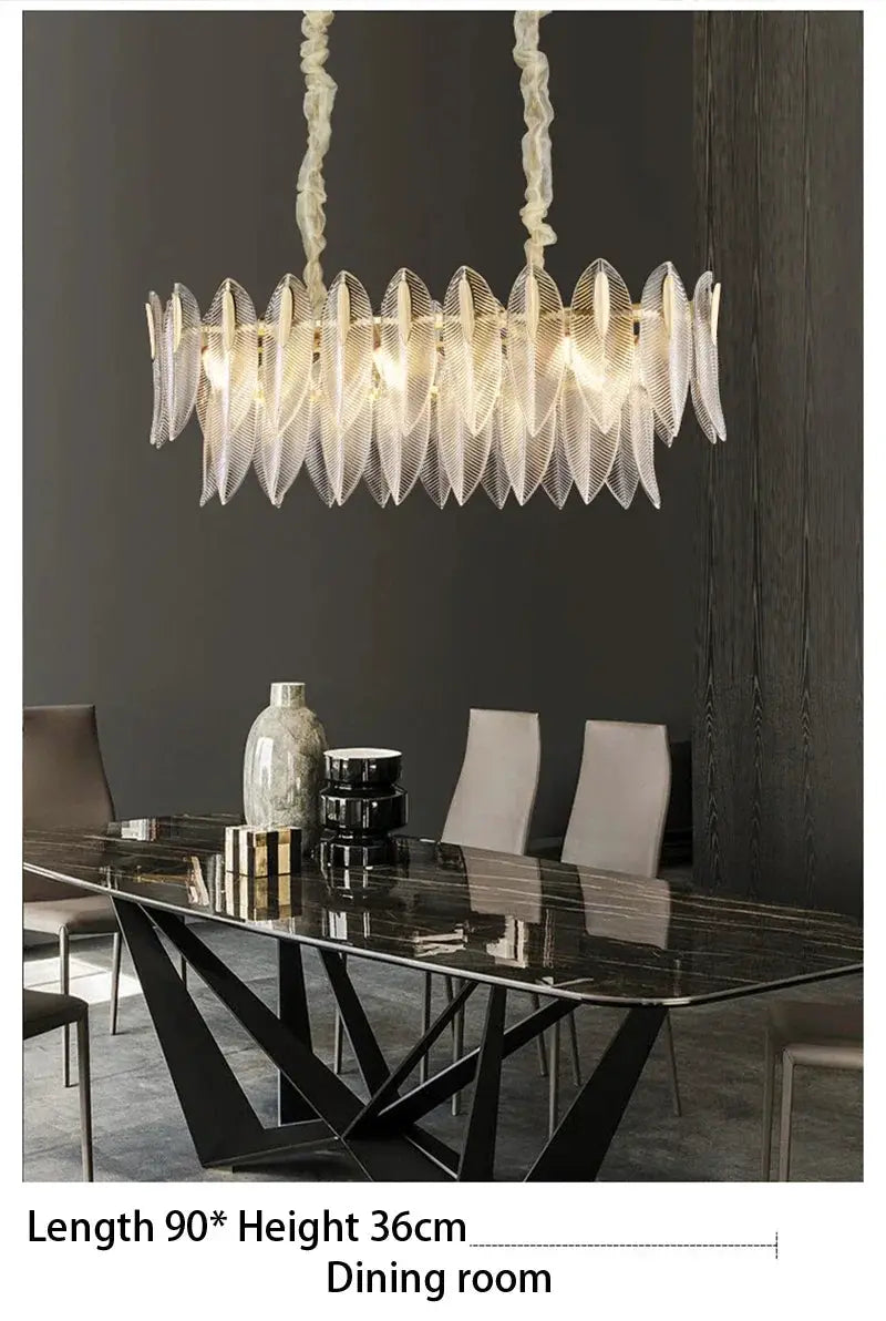 French Romantic personalized glass chandelier pendant lamp by Simples Market, clear glass spirals with warm LED light