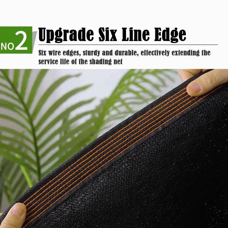 Shade cloth 6x6m black with orange stitched edge for sunshade use