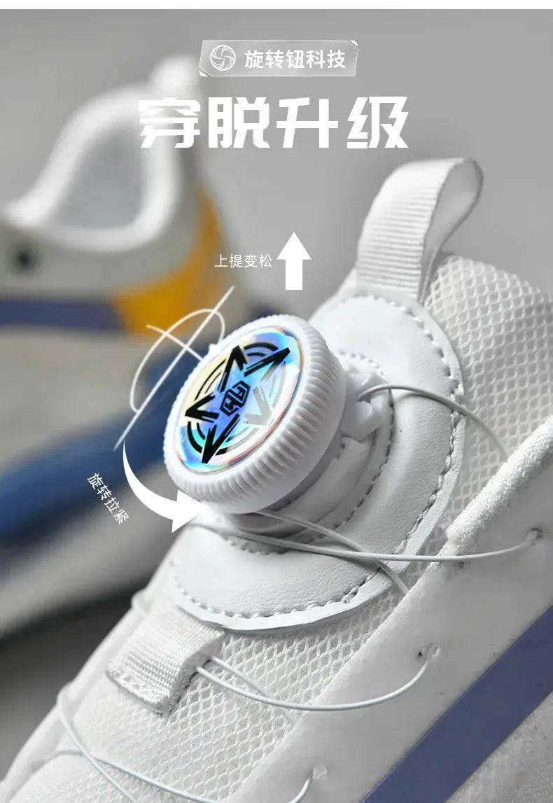 Simples Market men's white sneakers with dial closure and breathable mesh upper