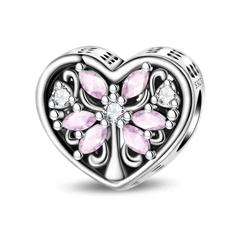 Silver Plated Guardian Angel Heart Shaped Zircon Charms Beads for Original Qikaola 925 Bracelets DIY Jewelry Gifts - Simples Market