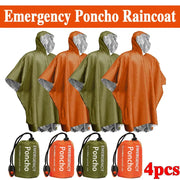 Emergency Waterproof Poncho With Aluminum Film Disposable Thermal Blanket For Camping Survival Gear And Rain Protection
