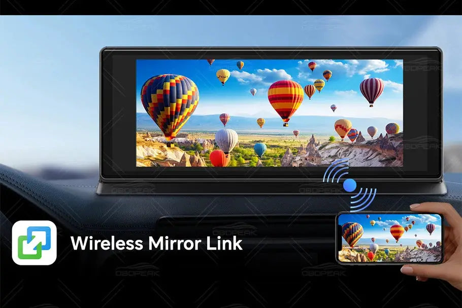 OBDPEAK K8 Pro dash cam with 11.3-inch AI touchscreen and wireless mirror link