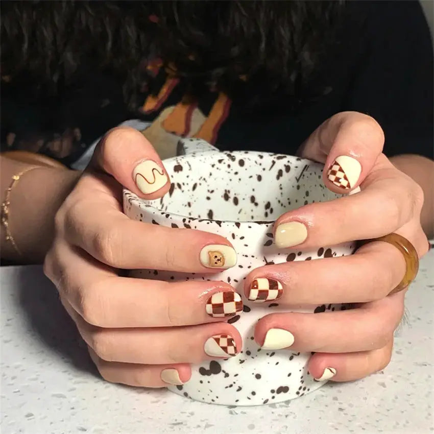GlamNails Ultra Thin Press On Nails Full Set 24 Pieces Round Head Coffin Shape Durable Flawless Manicure