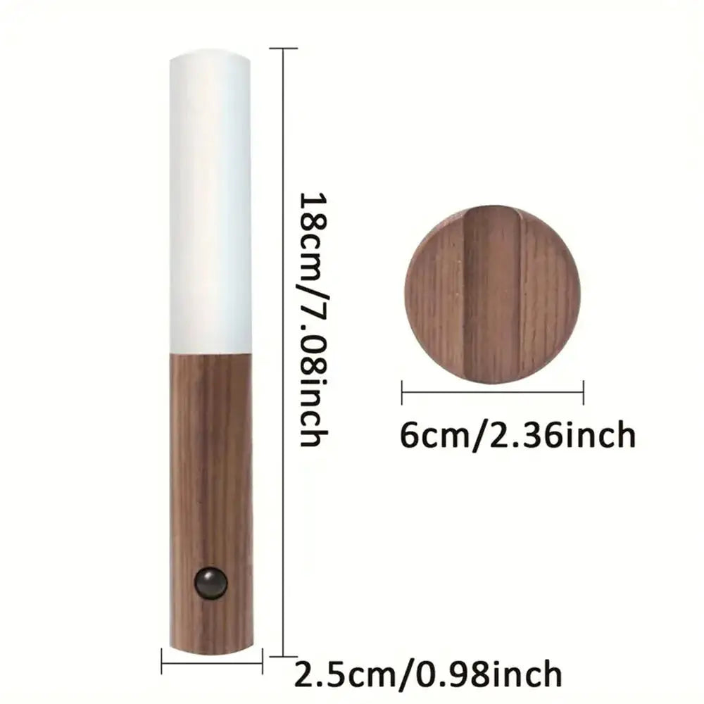 LumaWood Rechargeable Magnetic Wall Sconce Wireless Night Light With Motion And Daylight Sensors