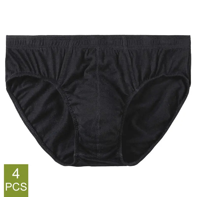 Men's 4-pack black 100% cotton breathable briefs by Simples Market, XL–5XL