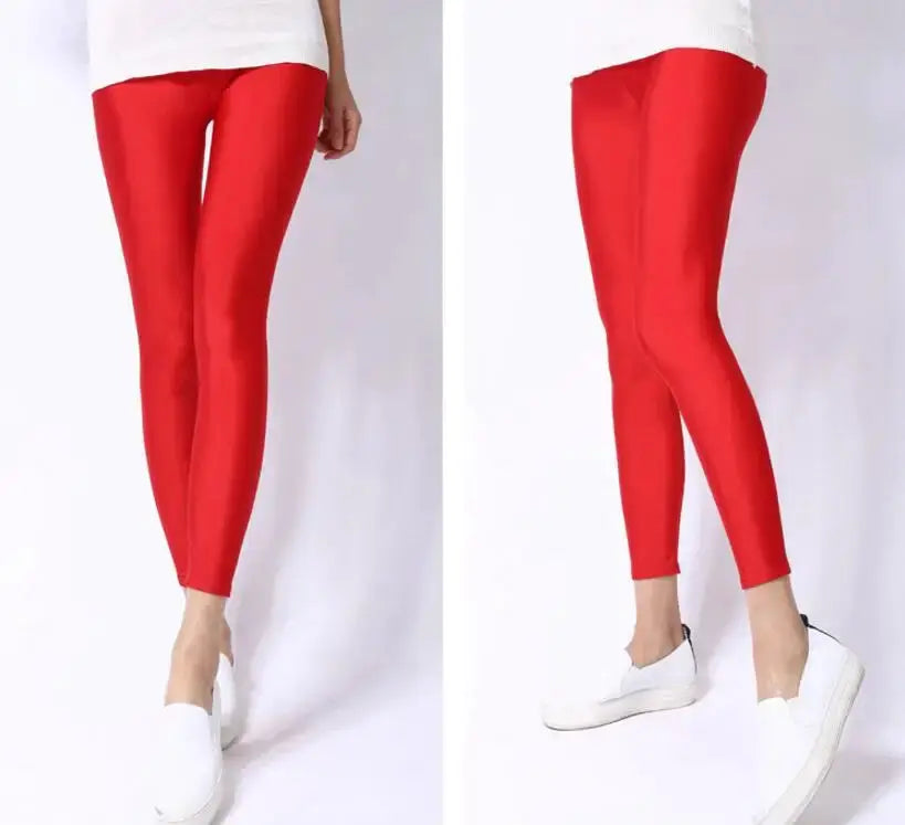 VivaWear Spring Solid Candy Neon Leggings For Women High Stretch Breathable Polyester All Day Comfort