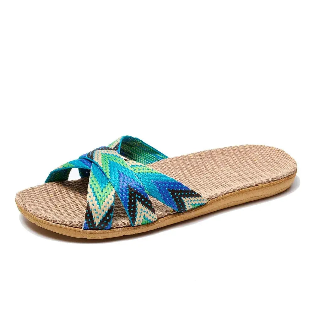 Hemp Haven Womens Indoor Slippers Breathable Lightweight Hemp Upper Summer Comfort Home Shoes