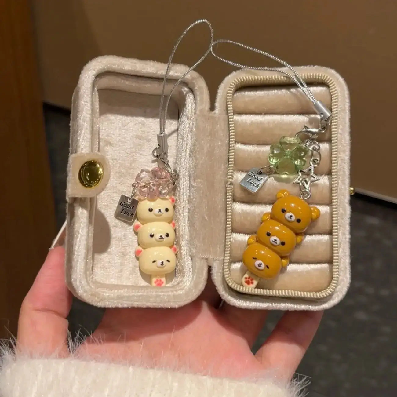Cute Bear Phone Charms Pendant Kawaii Anime Keychain For Keys School Bag iPhone 17 Pro Max AirPods Korea Y2K Accessories
