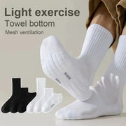 Men's White Cotton Deodorant Winter Socks 1 Pair Mid Tube With Velvet Bottom And Thickened Towel Basketball Socks