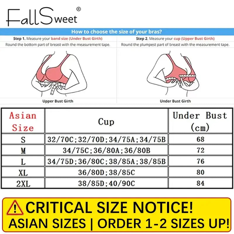 FallsSweet seamless front-closure bra for women, solid wire-free push-up bralette, full coverage - Simples Market