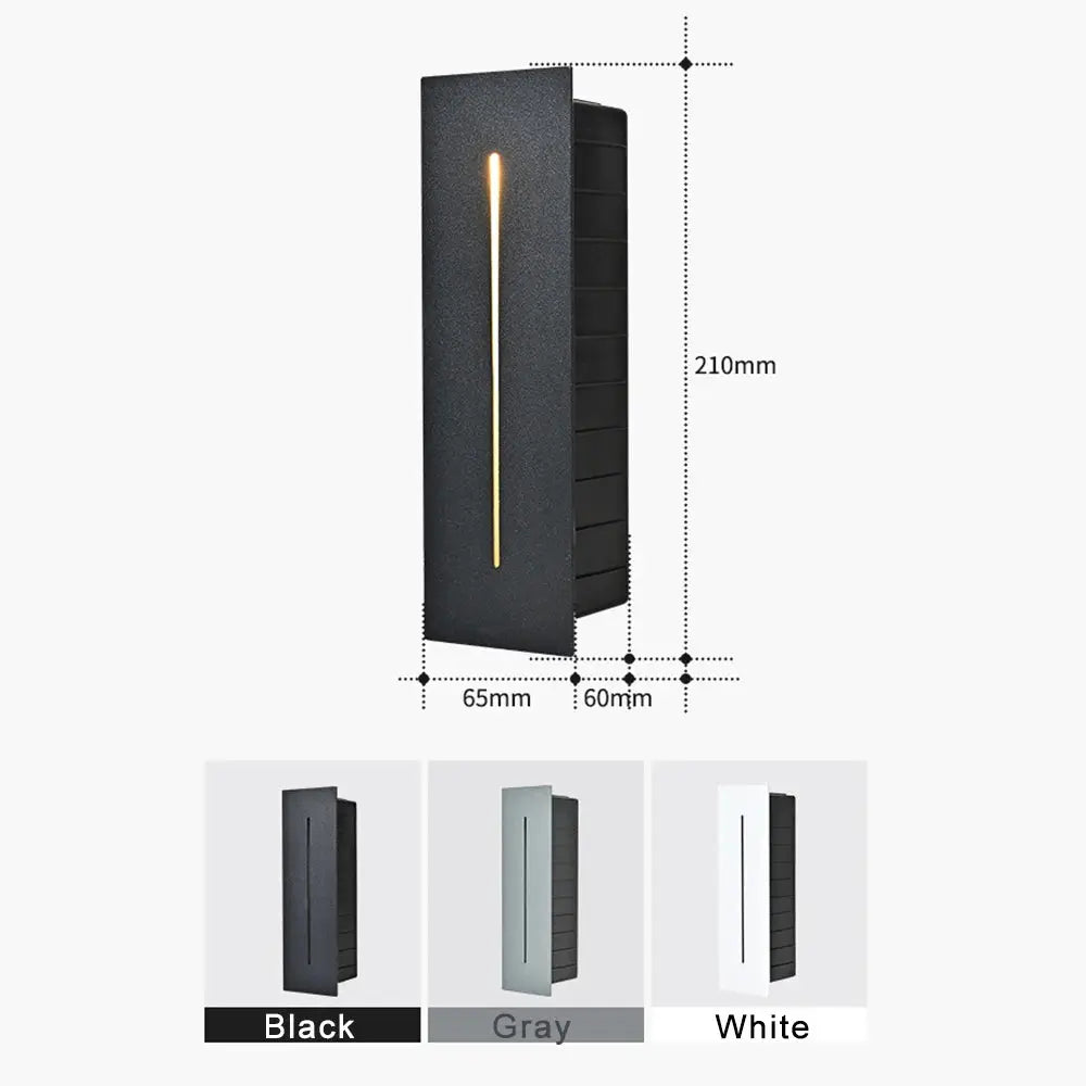 Simples Market SANDIY 3W LED wall light; 3 color options black/gray/white, waterproof recessed stair lamp 110–230V