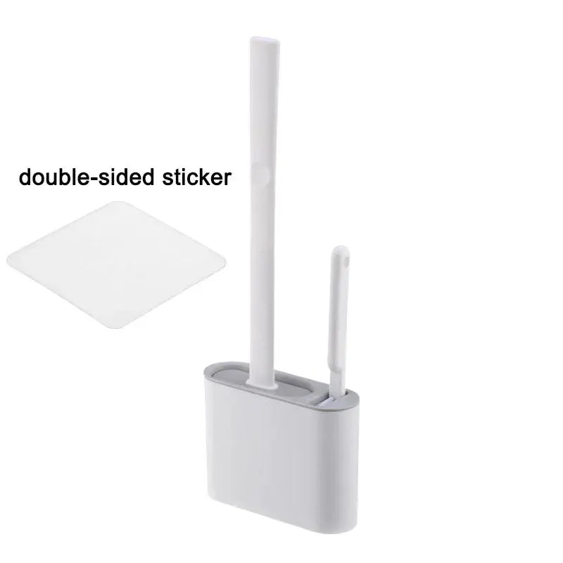 CleanNest Wall Hanging Toilet Brush With Holder Long Handle Silicone Brush Soft Bristles For Rim Cleaning