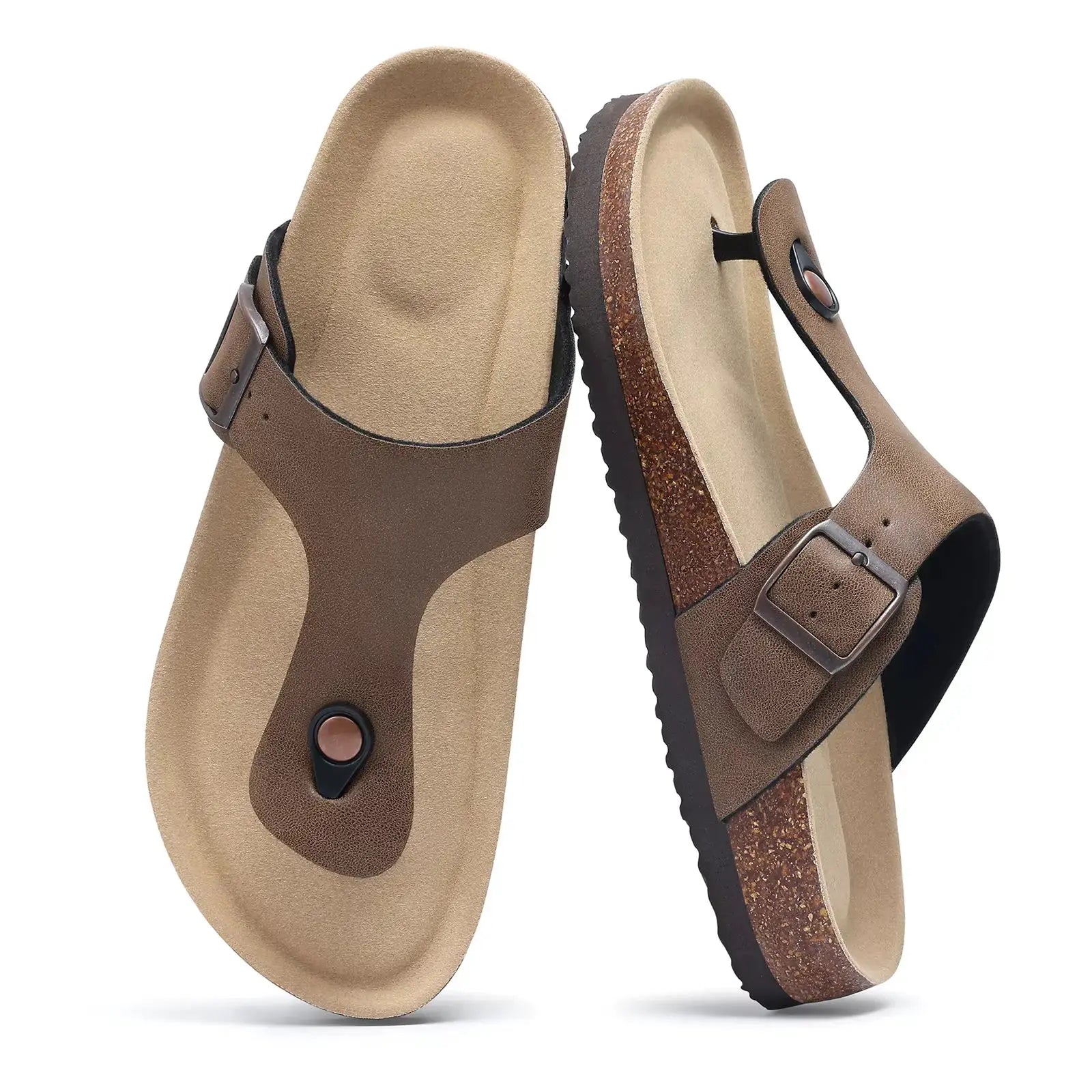 Crestar women's suede clogs with adjustable strap cork footbed, brown