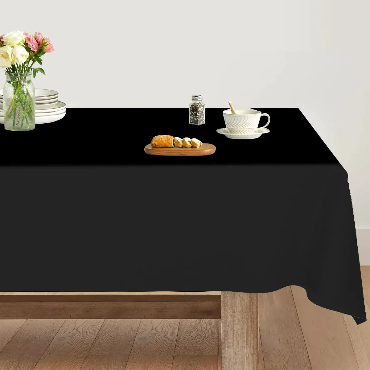 183 by 137 cm Black Disposable Plastic Table Cover for Weddings Birthdays and Parties Table Decor