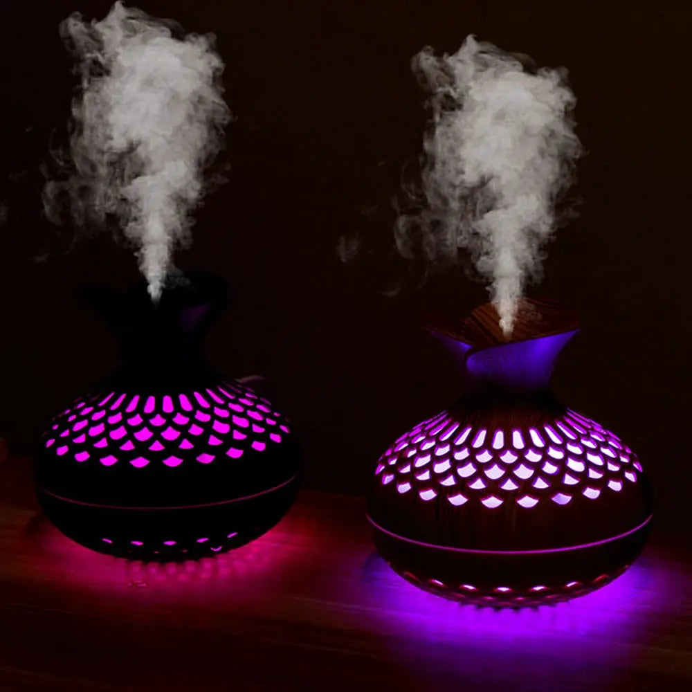 Wood Grain Mini Vase Humidifier USB Ultrasonic Essential Oil Diffuser for Home Fragrance and Air Purification