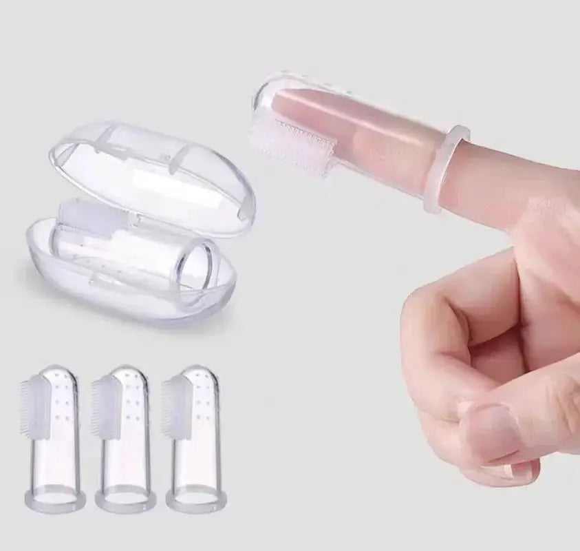 Soft Silicone Finger Cuff Pet Toothbrush for Dogs and Cats Gentle Teeth Cleaning for Bad Breath and Tartar Control