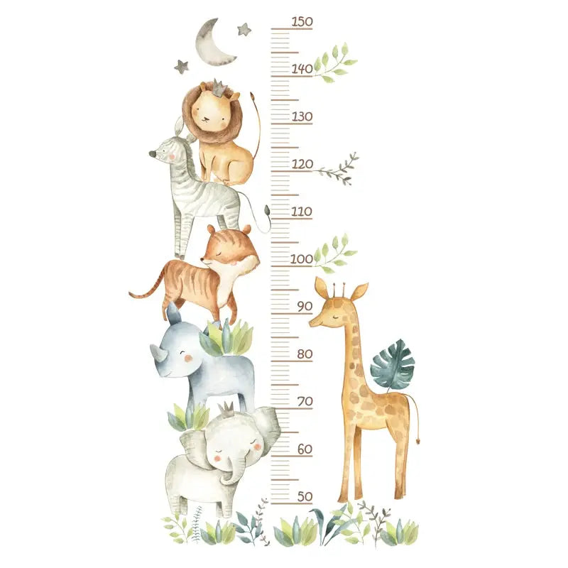 3pc cartoon animal height ruler wall stickers PVC waterproof removable for kids room decor