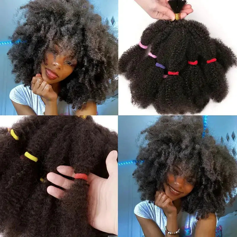 Afro Kinky Bulk Hair by Simples Market, 12 in synthetic afro twist braiding hair, 10 strands, black