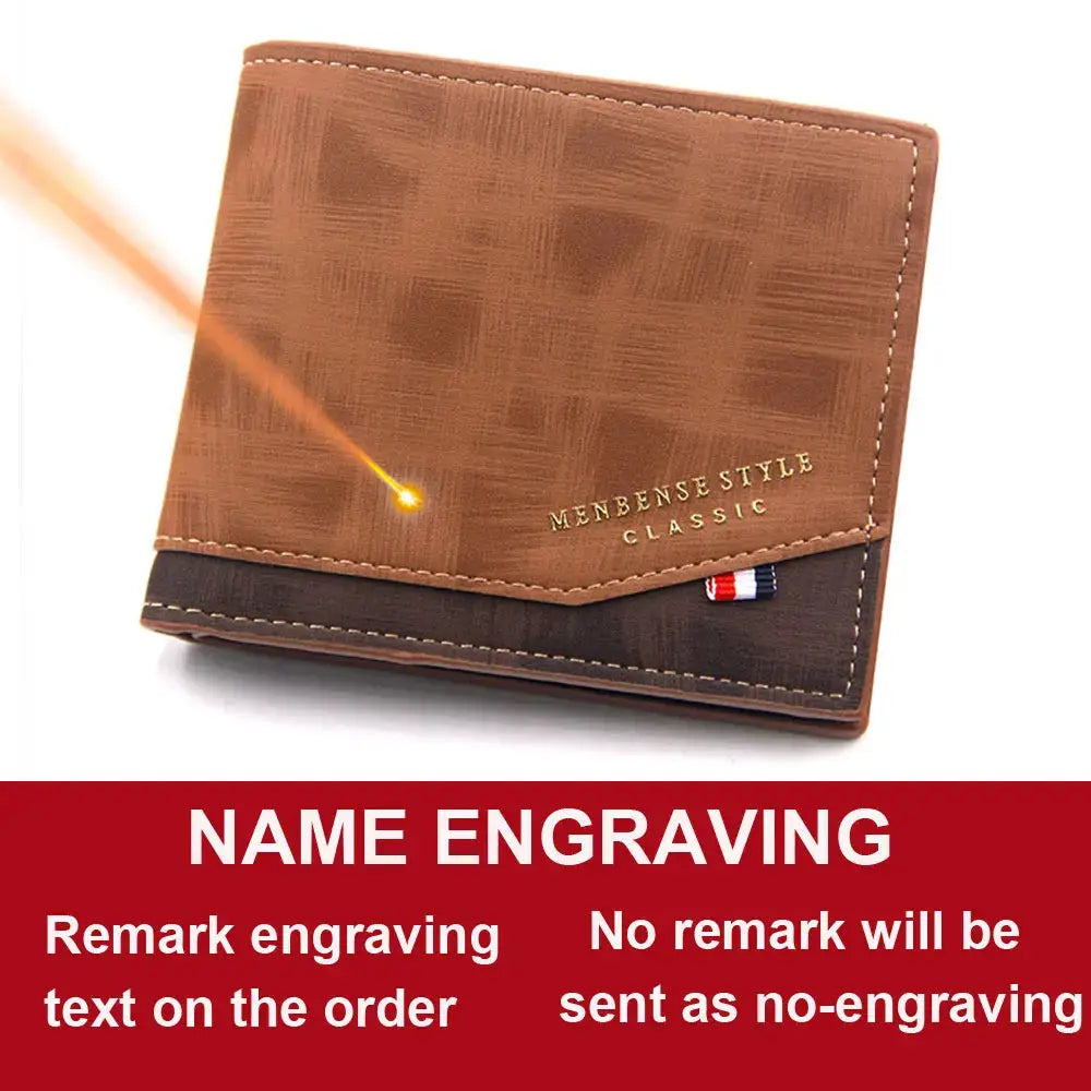 Men's slim leather wallet with coin pocket and photo holder in brown frosted leather by Simples Market