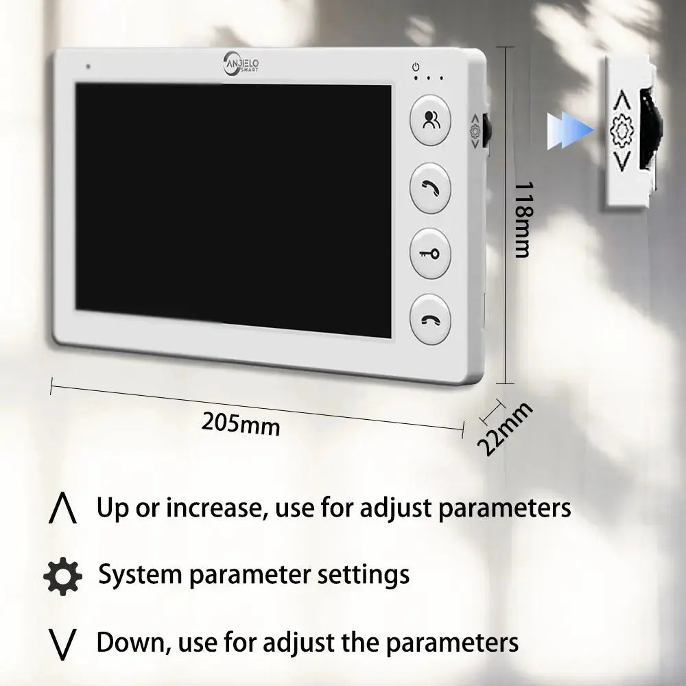 ANJELO Smart 3‑unit video intercom panel with RFID unlock; white wall‑mounted unit with vertical row of circular buttons