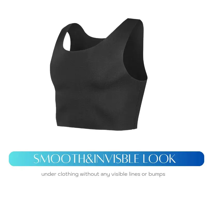 Simples Market men's seamless shaping short vest, sleeveless black underwear with high elasticity.