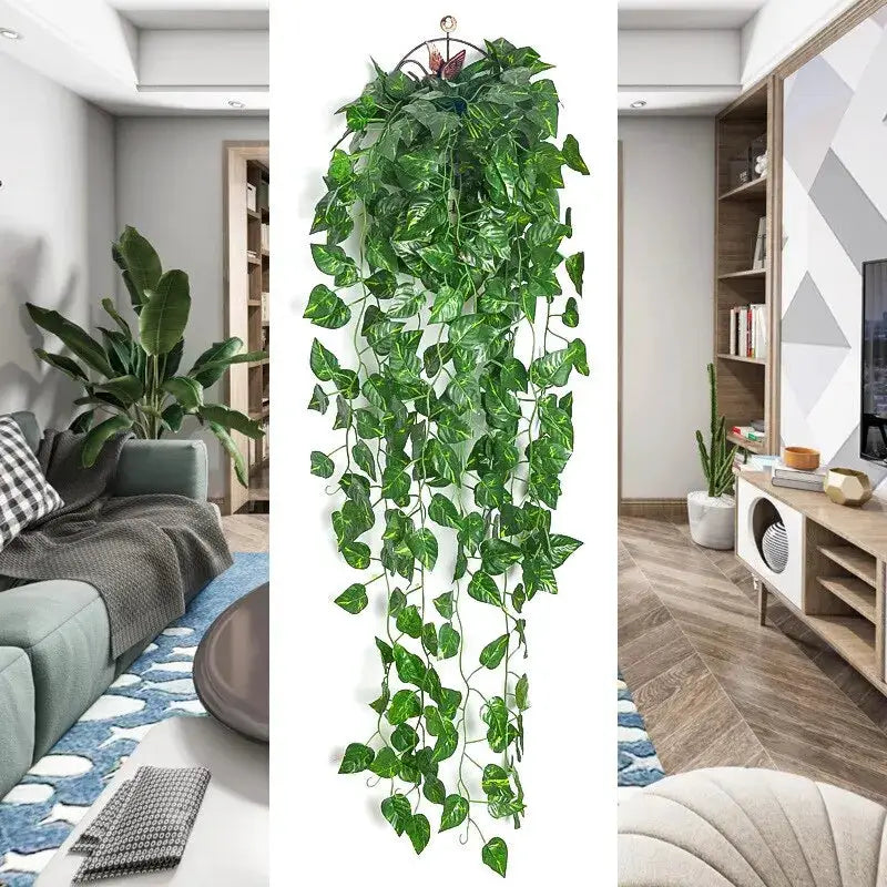Artificial Vines Wall Hanging Creeper Indoor Green Plant Wall Decoration Fake Flower Rattan Plant