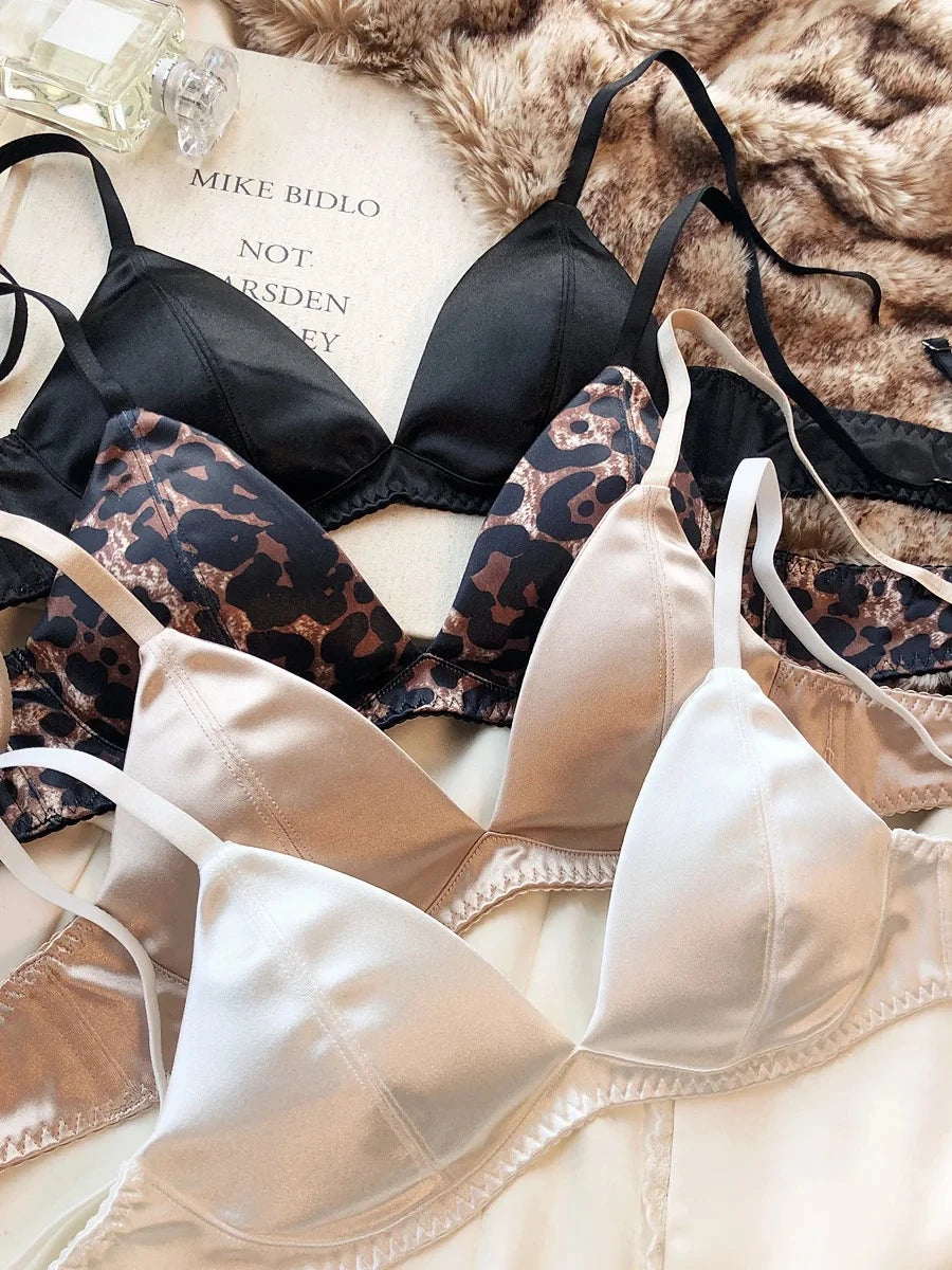 Summer Women Wireless Bra And French Bralette Thong Set Triangle Cup