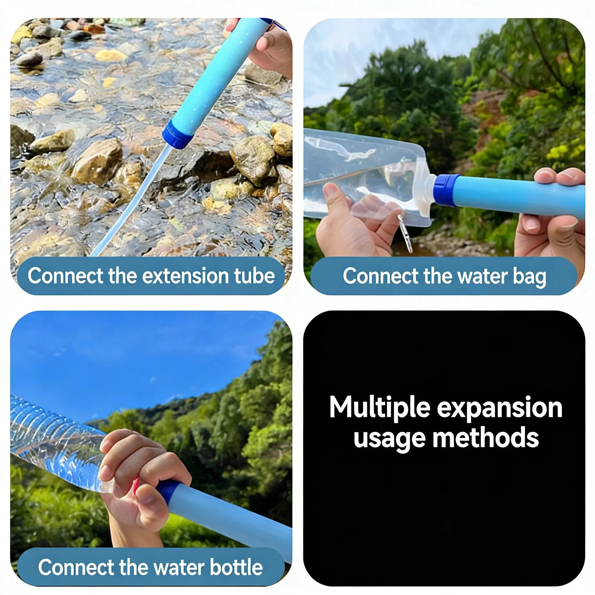 Outdoor Water Purifier Portable Survival Water Filter For Camping Hiking Emergency Preparedness