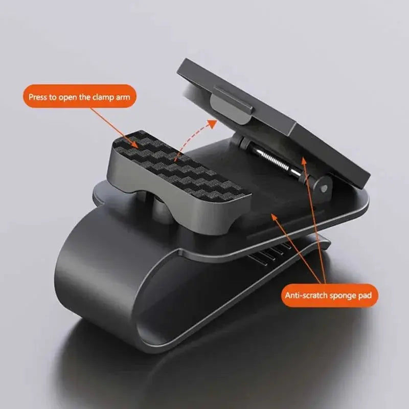 Simples Market car sun visor sunglasses clip - black plastic with anti-scratch sponge pad, holds glasses and cards