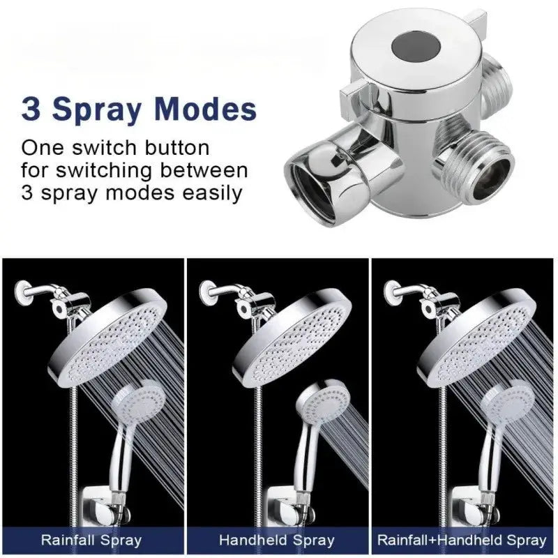 Diverter valve, chrome, G1/2 splitter for 2/3-way shower from Simples Market, with rainfall and handheld spray modes