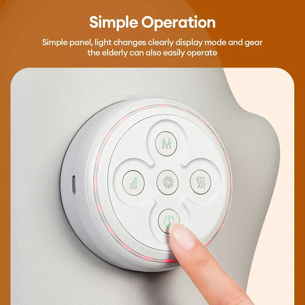 Simples Market white electric hand massager with round control pad and teal icons