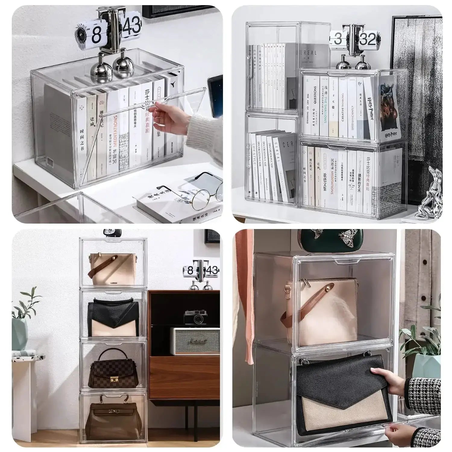 Transparent Storage Box Organizer for Books CDs Albums and Magazines Desktop Display Cabinet Dustproof