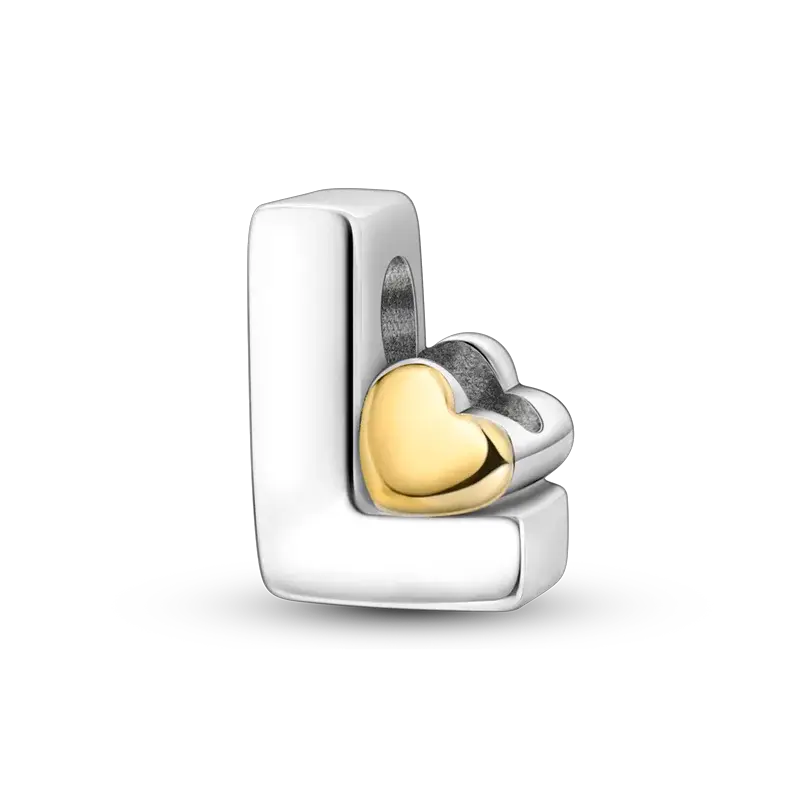 Charmhub Fit Original bangle bracelet in sterling silver with two-tone gold and silver heart charm
