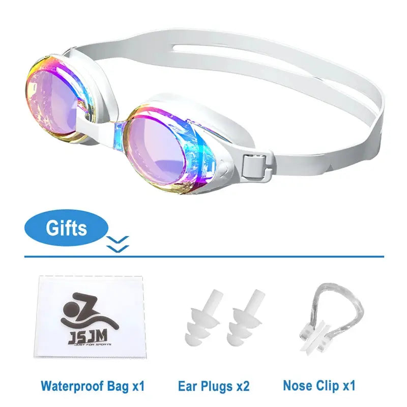 JSJM Professional Anti Fog Swimming Goggles For Adults UV Protection Adjustable Silicone Fit Unisex Design Men Women