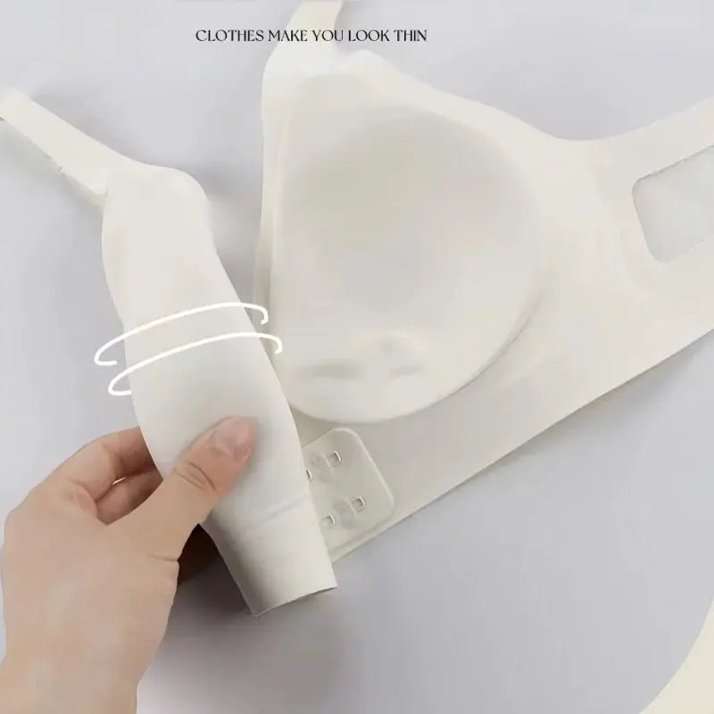 Women's seamless push-up bra with pads, white, Simples Market, non-wire, U-back.