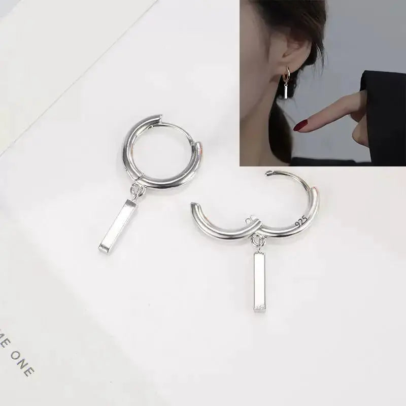 925 Sterling Silver Star Hoop Earrings For Women And Girls Trendy Original Hip Hop Style Jewelry Gift